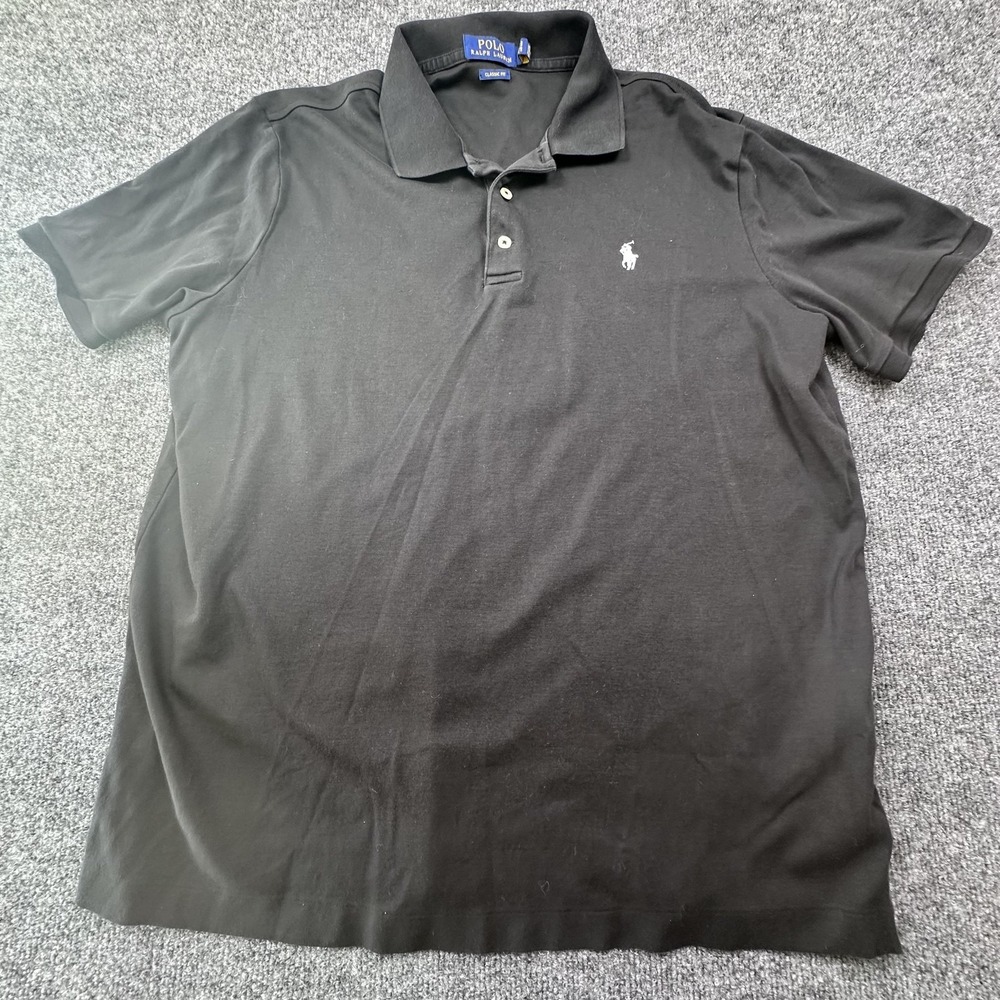 Polo Ralph Lauren Polo Shirt Mens Large Black Short Sleeve Classic Fit Logo